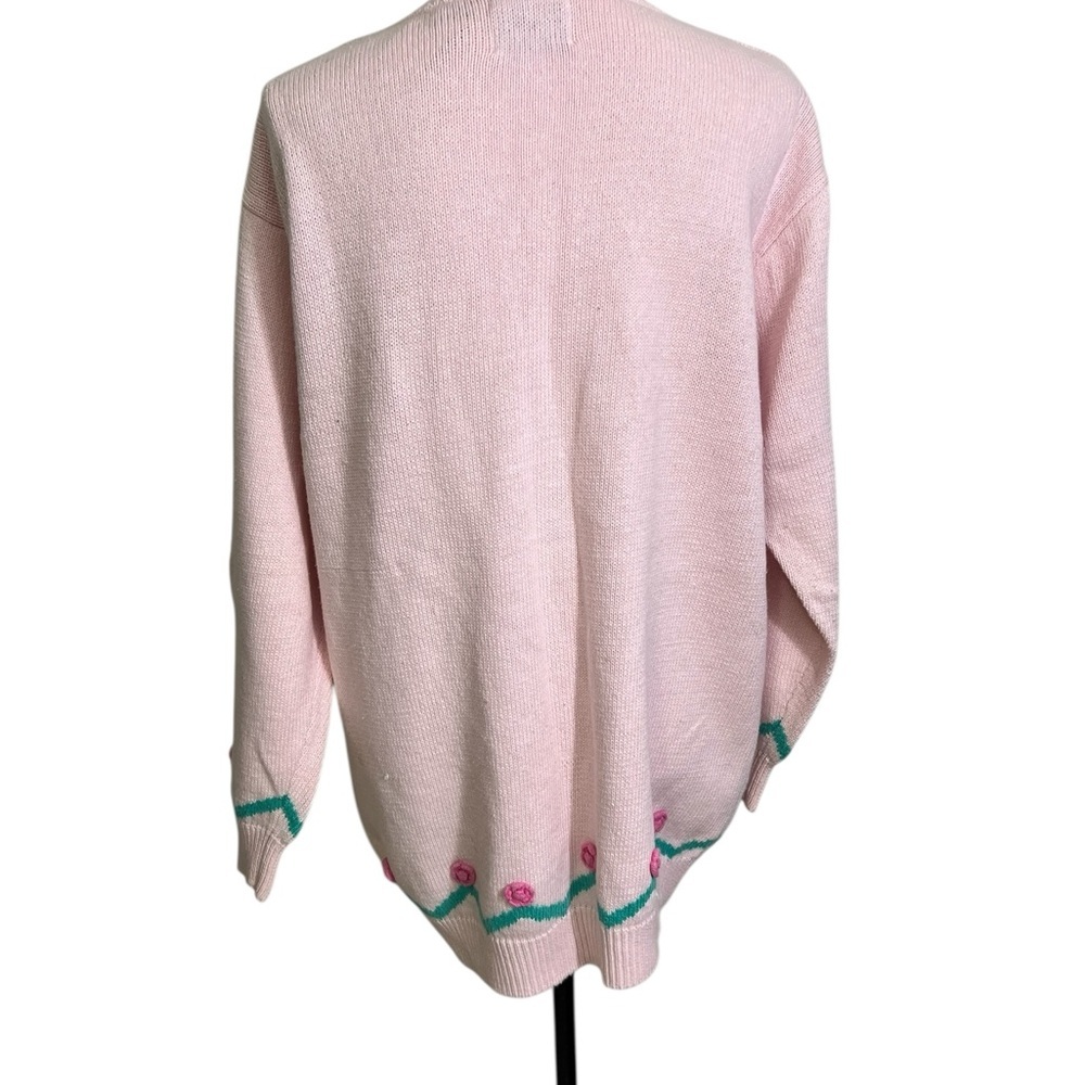 Vtg Storybook Knits  Women’s Large Cardigan Hummingbirds Flowers Cottagecore 90s - Picture 4 of 9